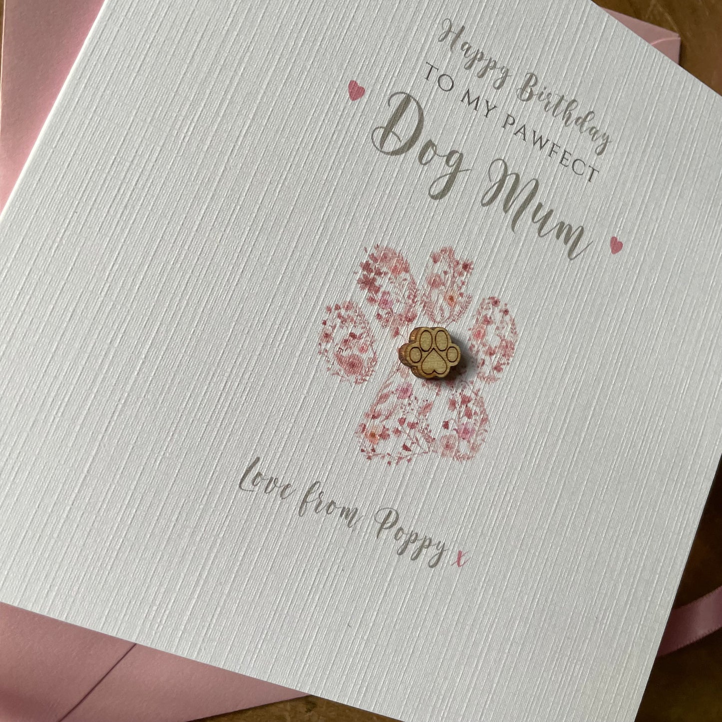 Personalised Dog Mum Birthday Card - Pink Floral Paw Card - Card from Dog, Best Dog Mum