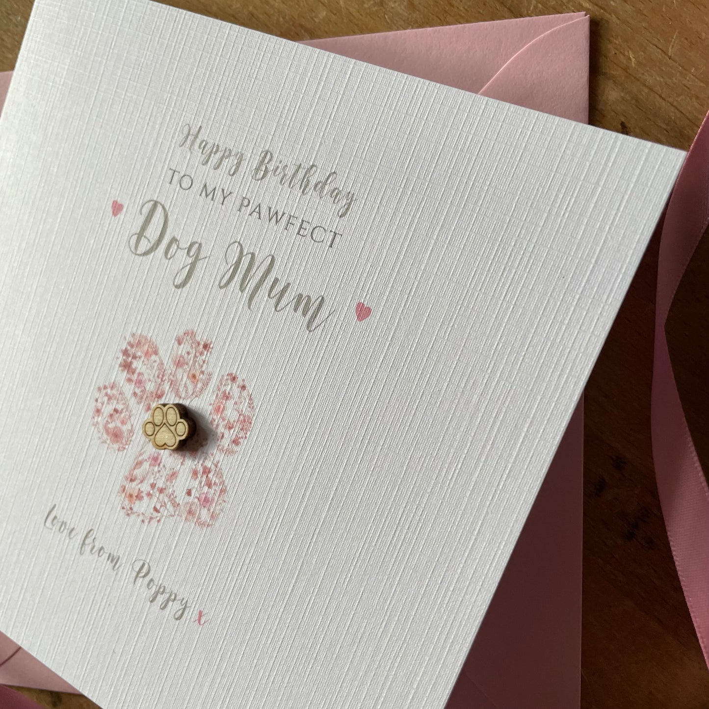 Personalised Dog Mum Birthday Card - Pink Floral Paw Card - Card from Dog, Best Dog Mum