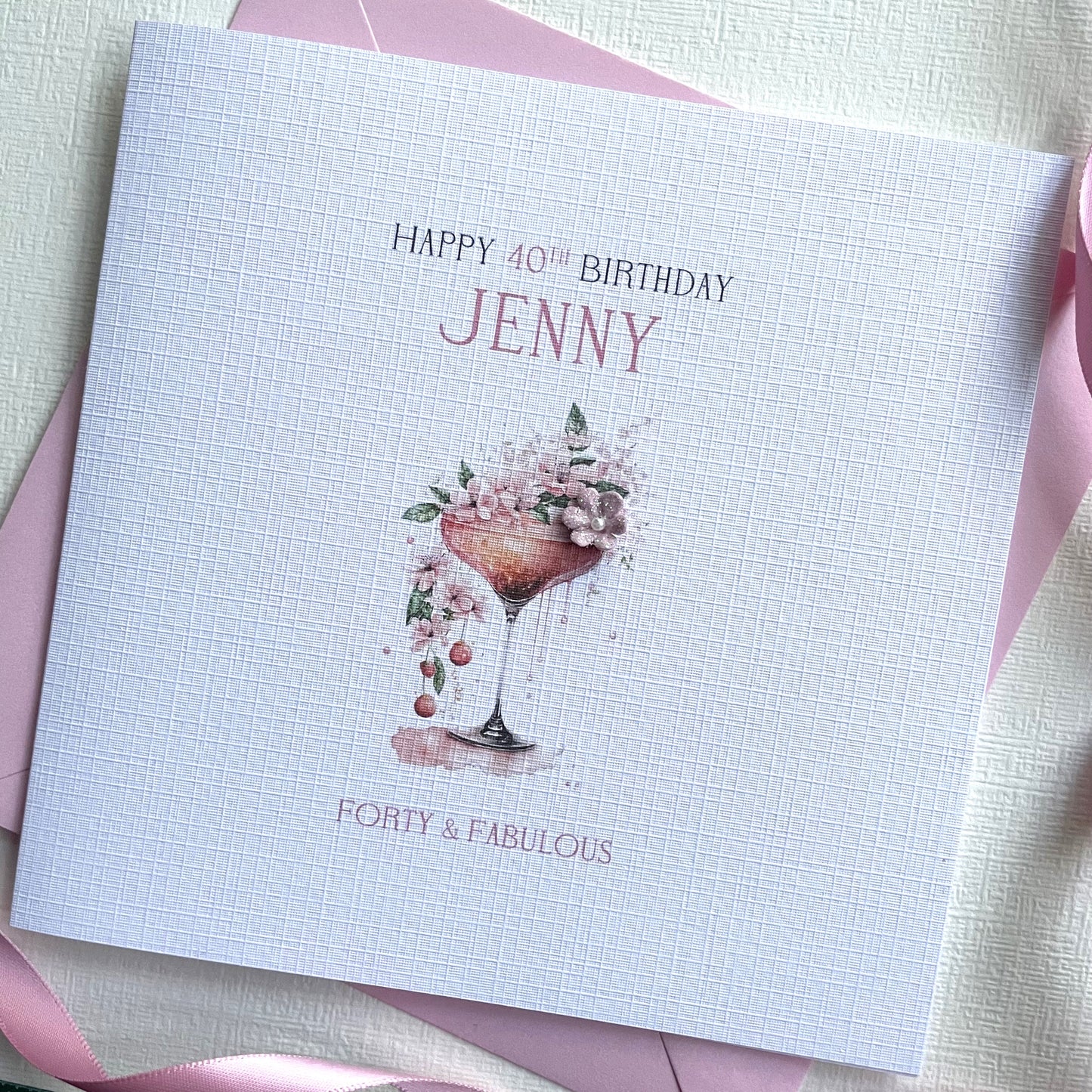 Personalised Birthday Card, Rose Gold Cocktail, Birthday Gift Card, Sister, Mum, Aunty, Daughter, Niece, 18th, 21st, 40th any name / age