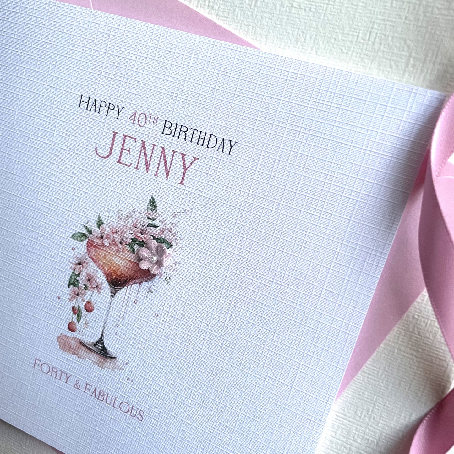 Personalised Birthday Card, Rose Gold Cocktail, Birthday Gift Card, Sister, Mum, Aunty, Daughter, Niece, 18th, 21st, 40th any name / age