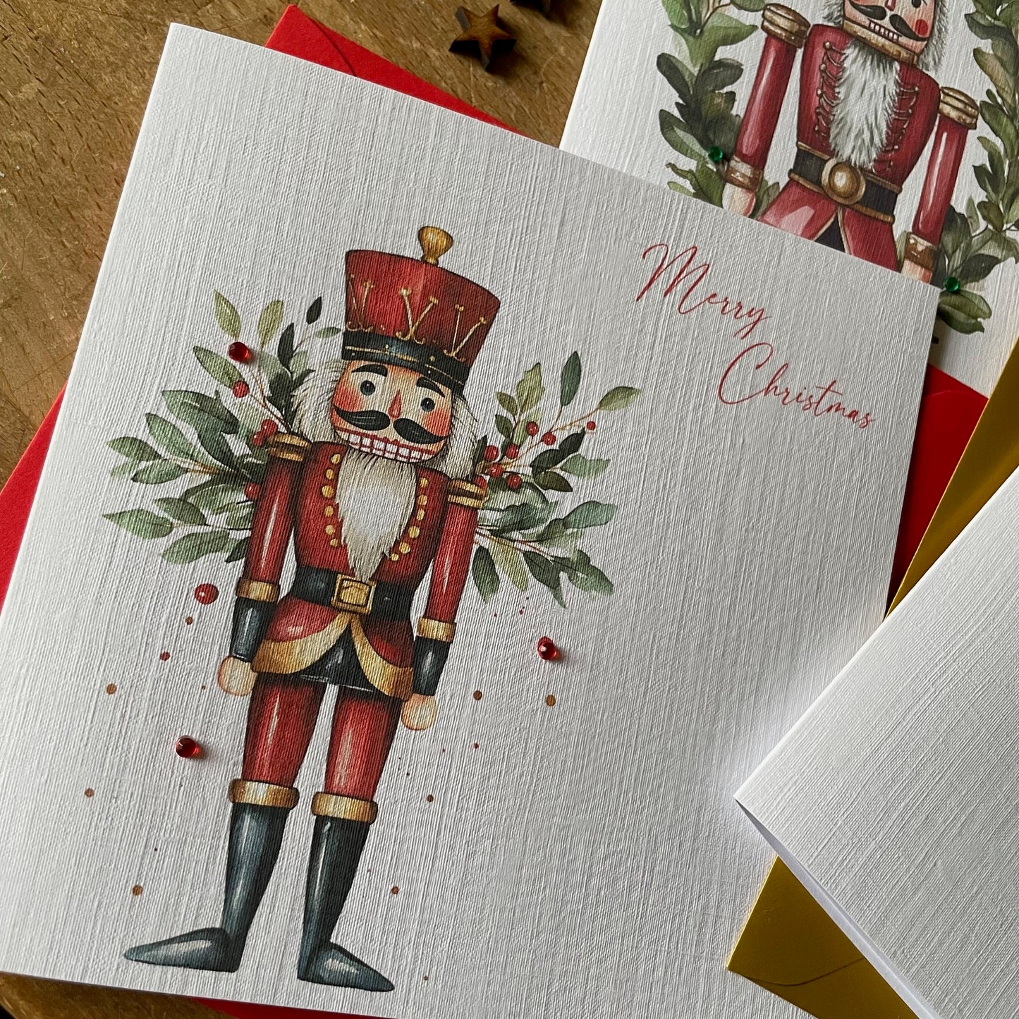 Luxury Christmas Cards - Nutcracker Cards with Crystal Highlights - Pack/6 - 3 Designs