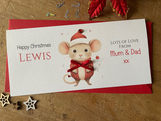 Personalised Christmas Mouse Money / Gift / Voucher Wallet