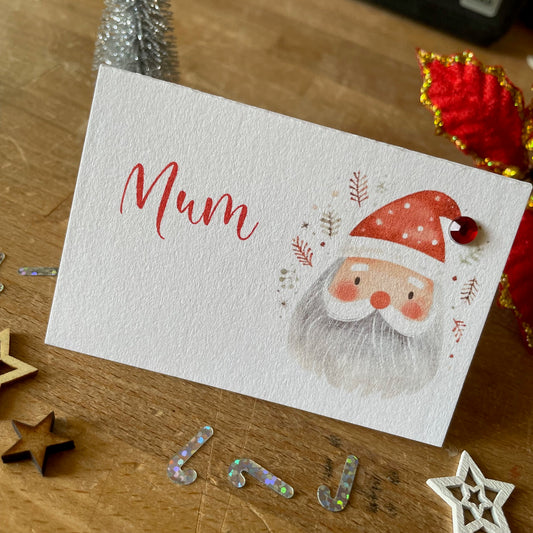 Personalised Christmas Table Name Cards - Father Christmas / Santa Placecards