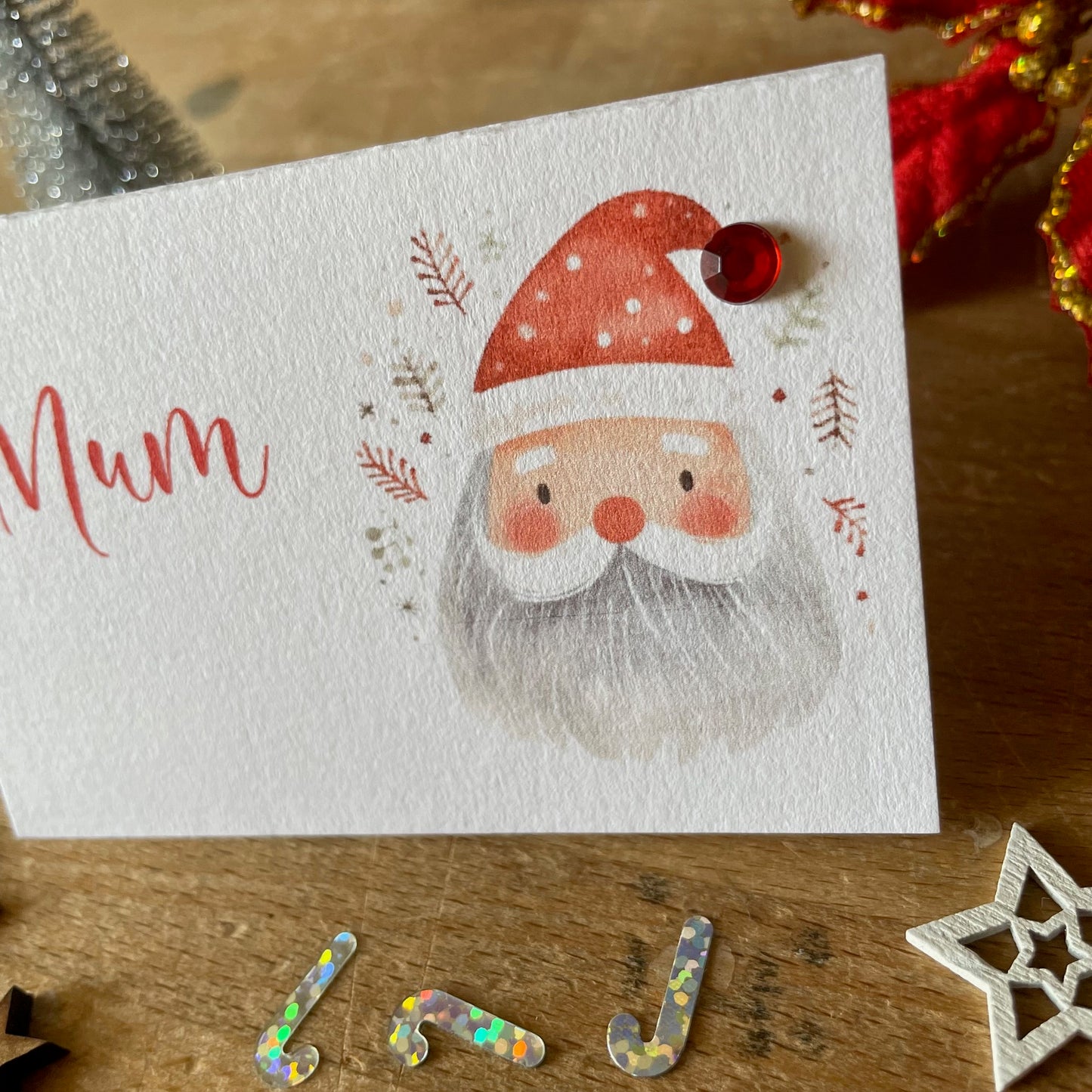 Personalised Christmas Table Name Cards - Father Christmas / Santa Placecards