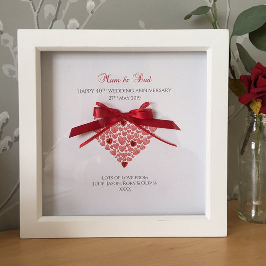 Ruby Wedding Anniversary Gift Frame - 40th Anniversary Gift - Personalised