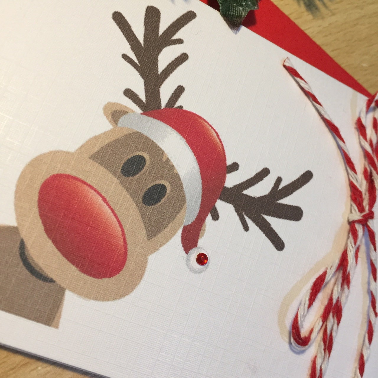 Personalised Christmas Money / Gift / Voucher Wallet with Rudolph and Ribbon