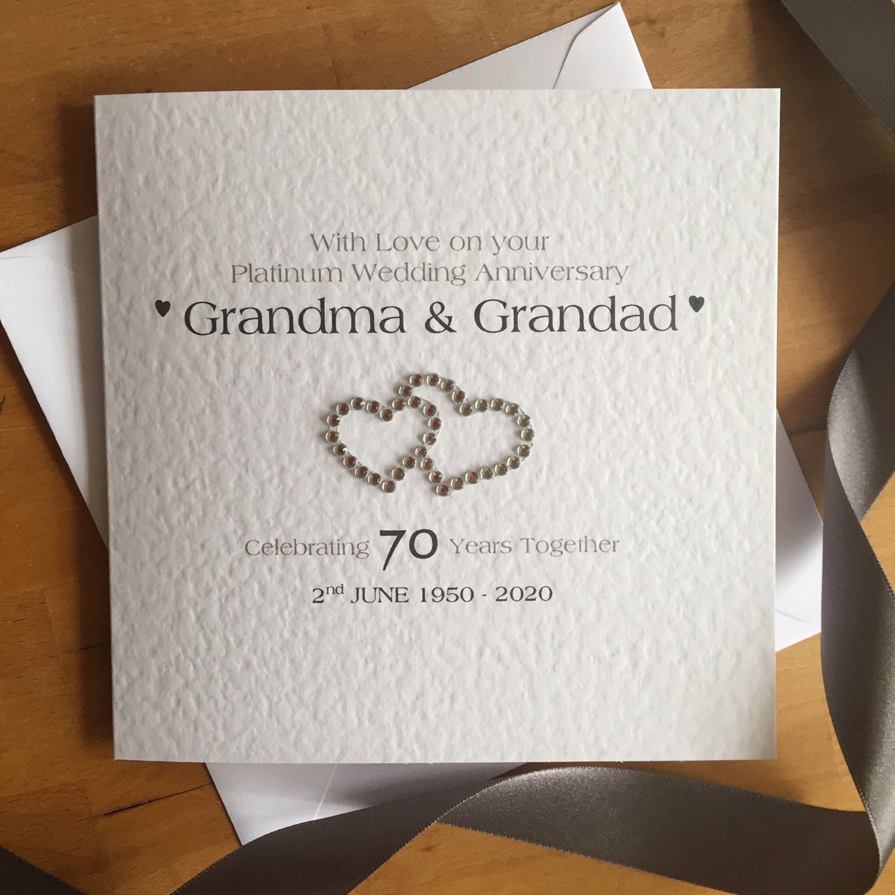 Platinum or Diamond Wedding Anniversary Card, 60th, 70th Anniversary Card, 60 Years Personalised Anniversary