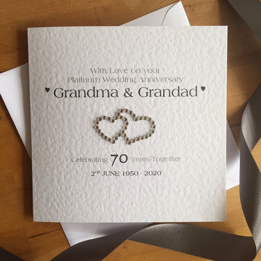 Platinum or Diamond Wedding Anniversary Card, 60th, 70th Anniversary Card, 60 Years Personalised Anniversary