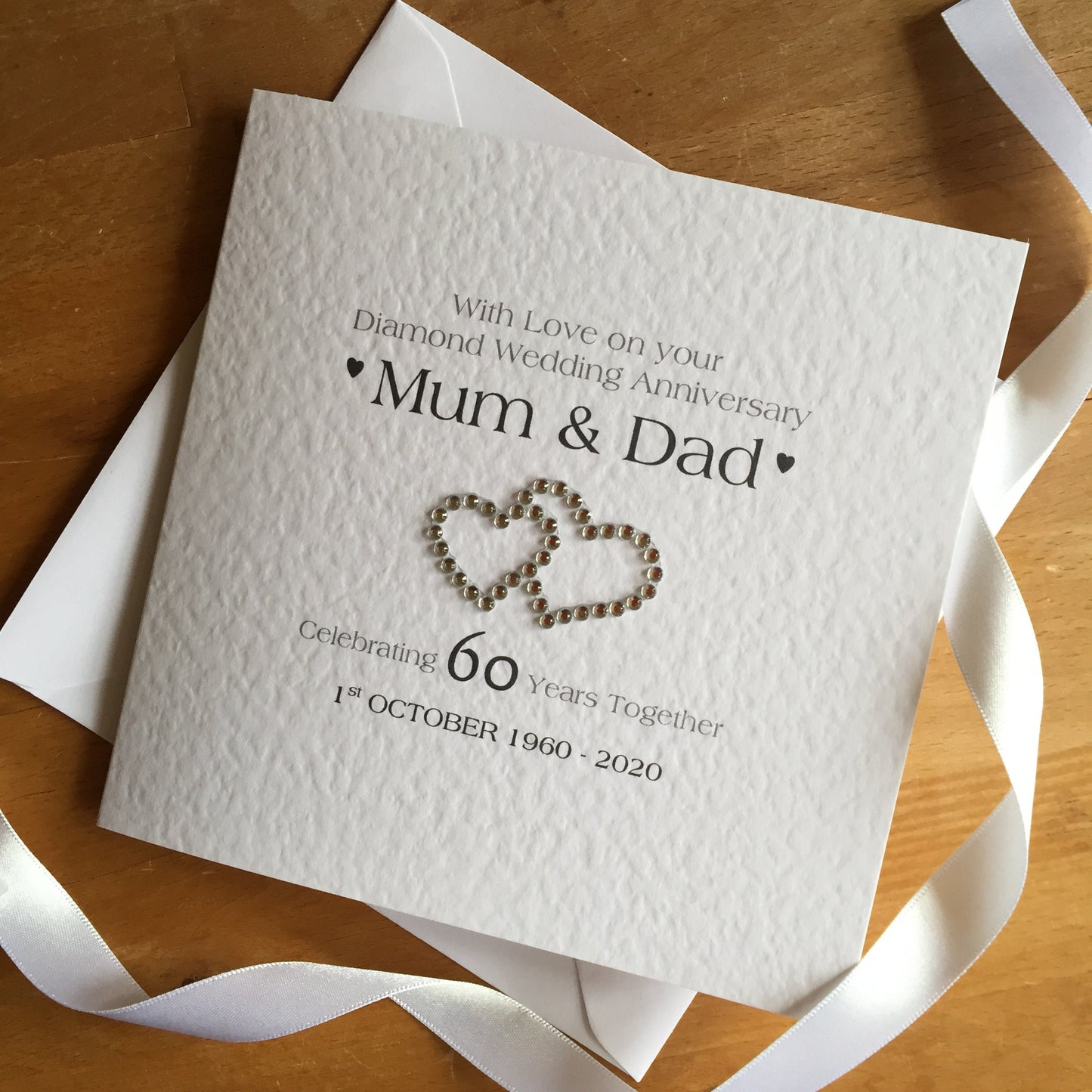 Platinum or Diamond Wedding Anniversary Card, 60th, 70th Anniversary Card, 60 Years Personalised Anniversary