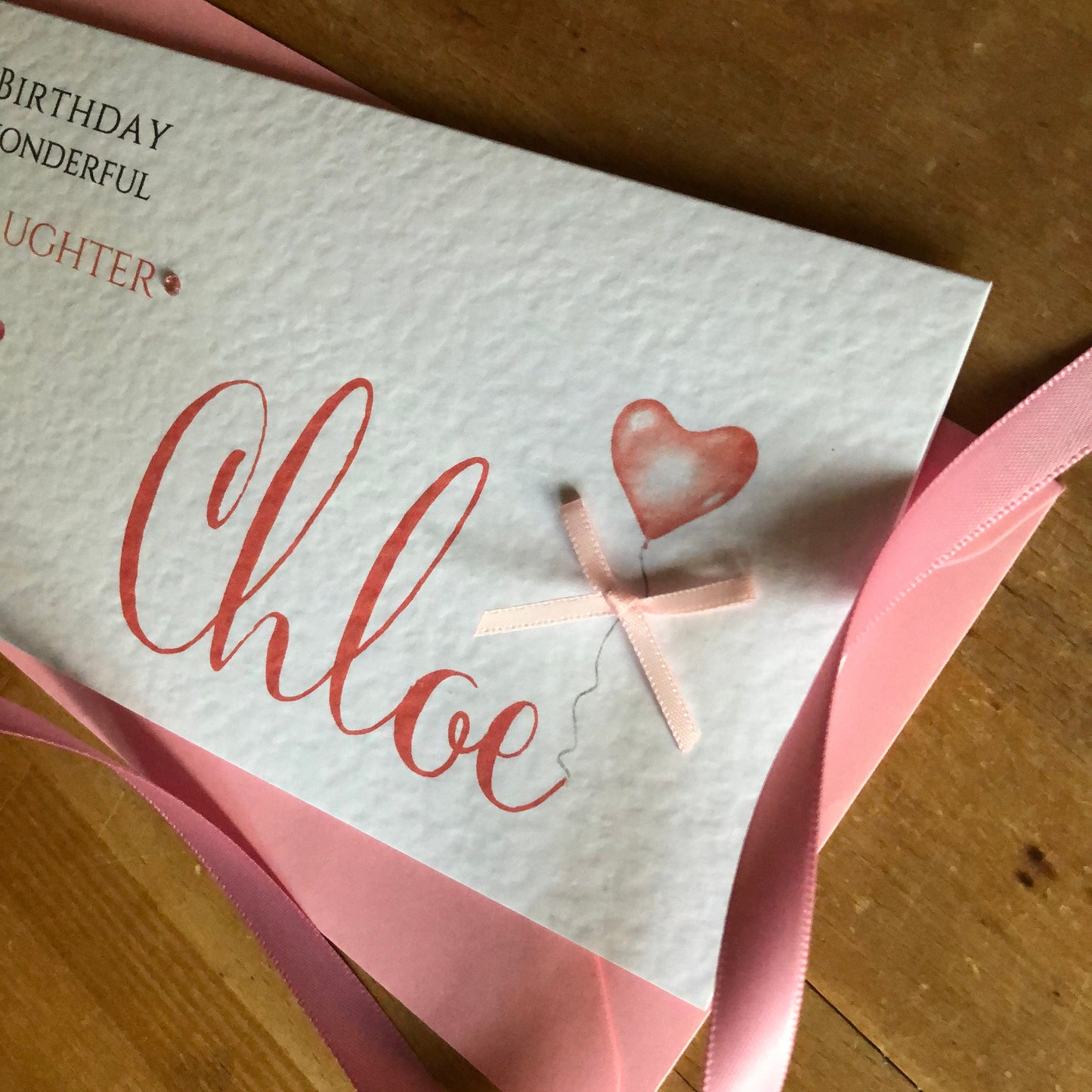 Birthday Money / Gift Voucher Wallet - Personalised Name - PInk Heart Balloon