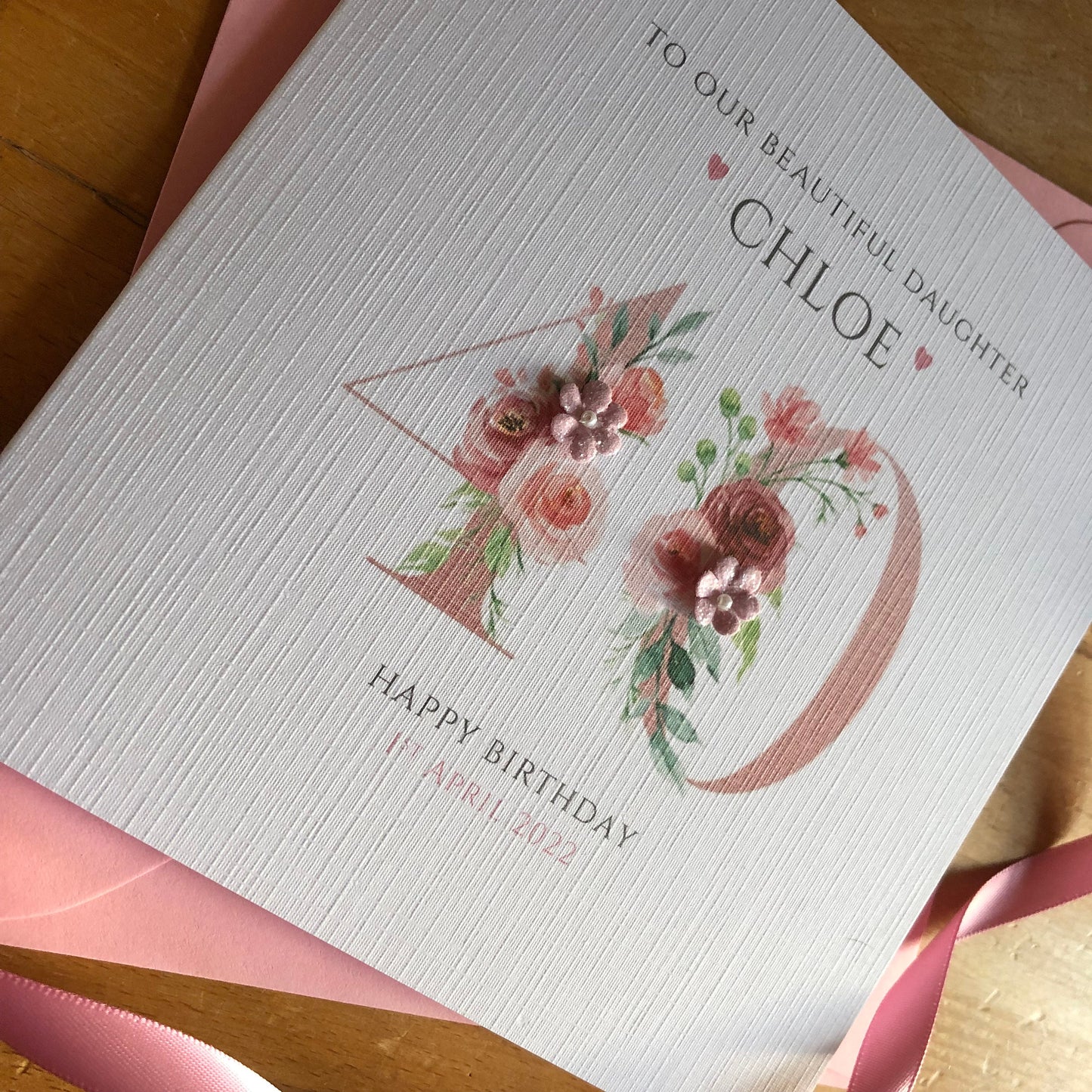 Personalised Birthday Card - Rose Gold Number - any age