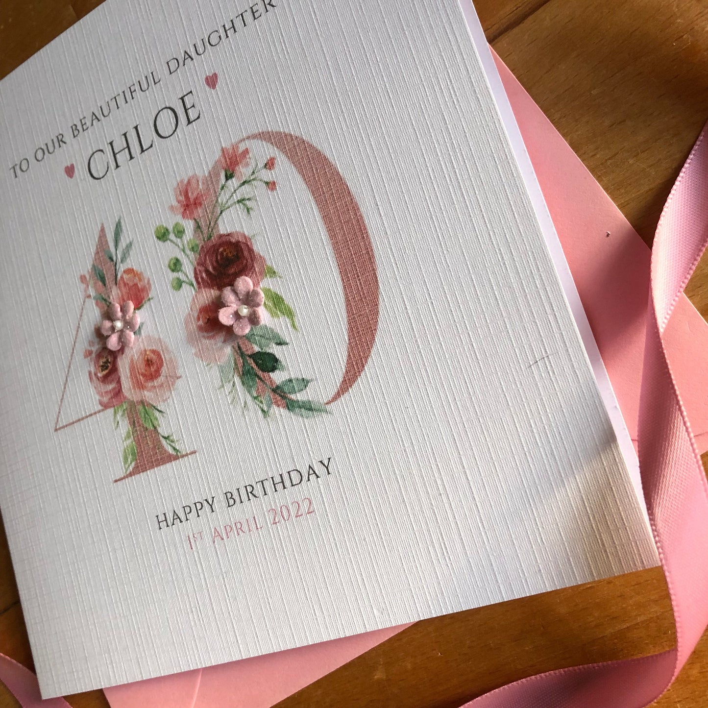 Personalised Birthday Card - Rose Gold Number - any age