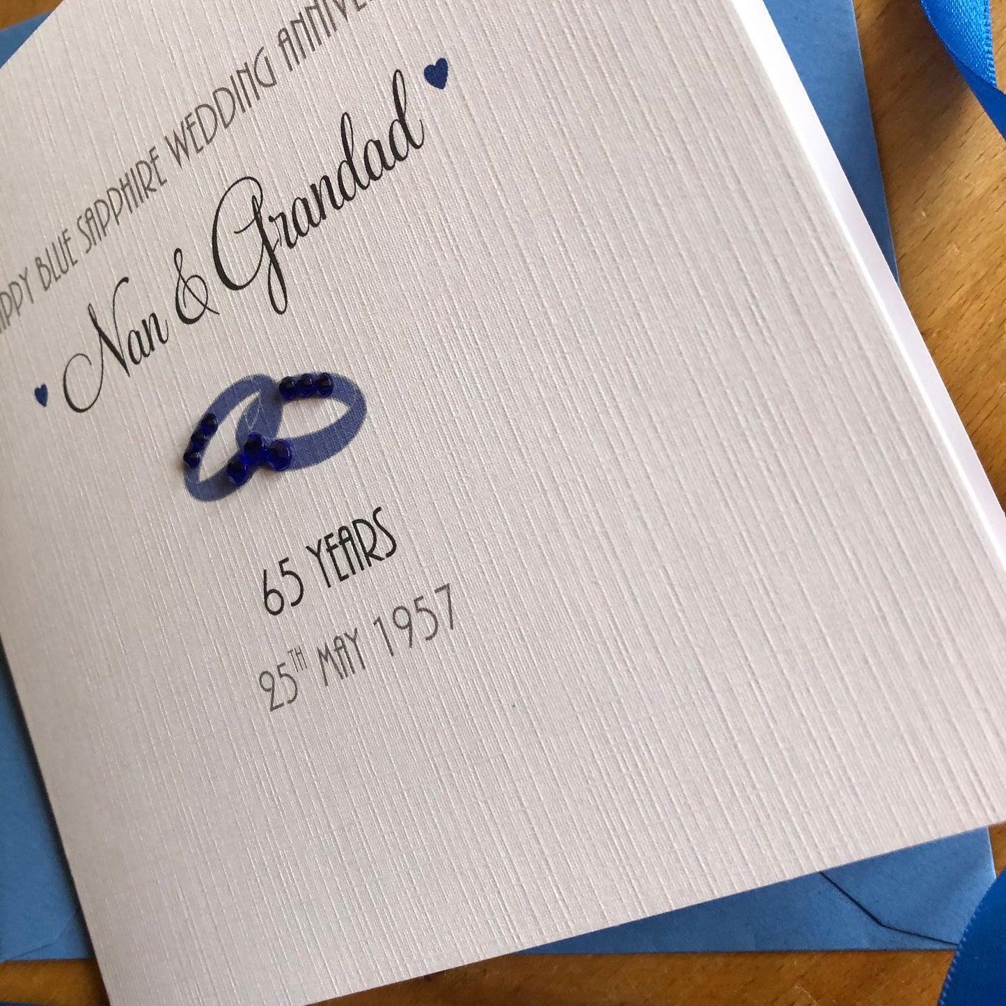 Sapphire Wedding Anniversary Card - Sapphire Rings - 45th or 65th Anniversary