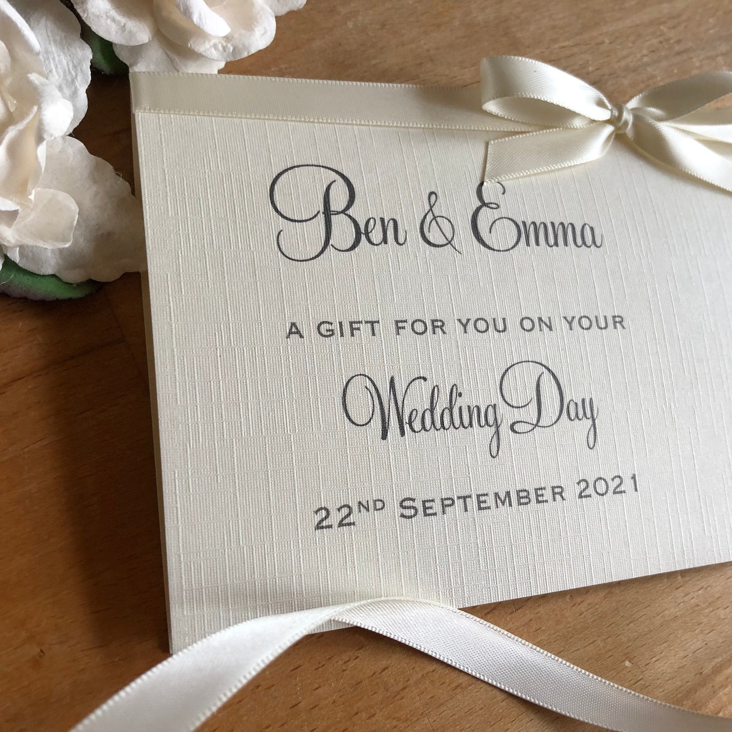 Personalised Money / Gift Wallet - Wedding Day Floral Arch Bride & Groom - Handmade, Personalised - choice of colour