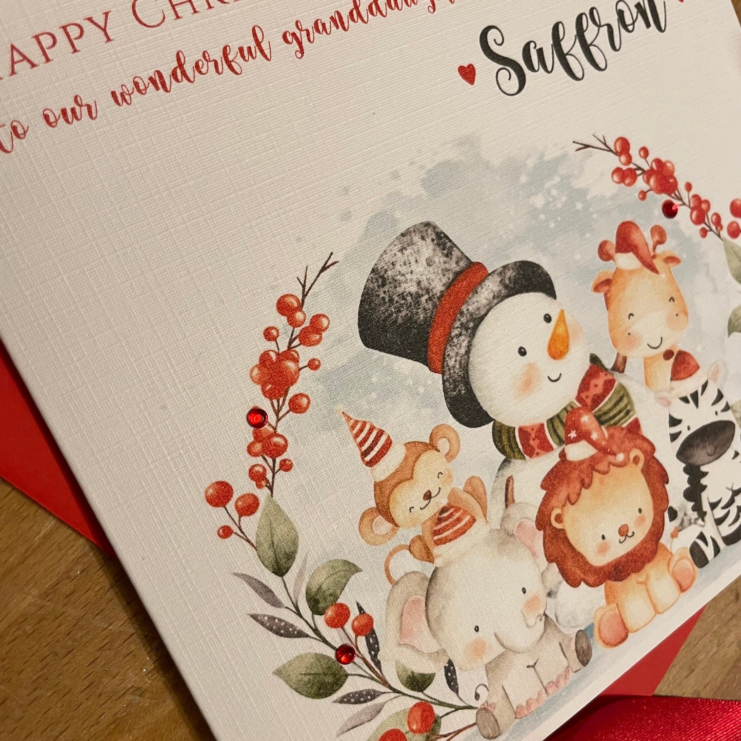 Snowman and Friends Christmas Card - Personalised - Christmas Animals Card