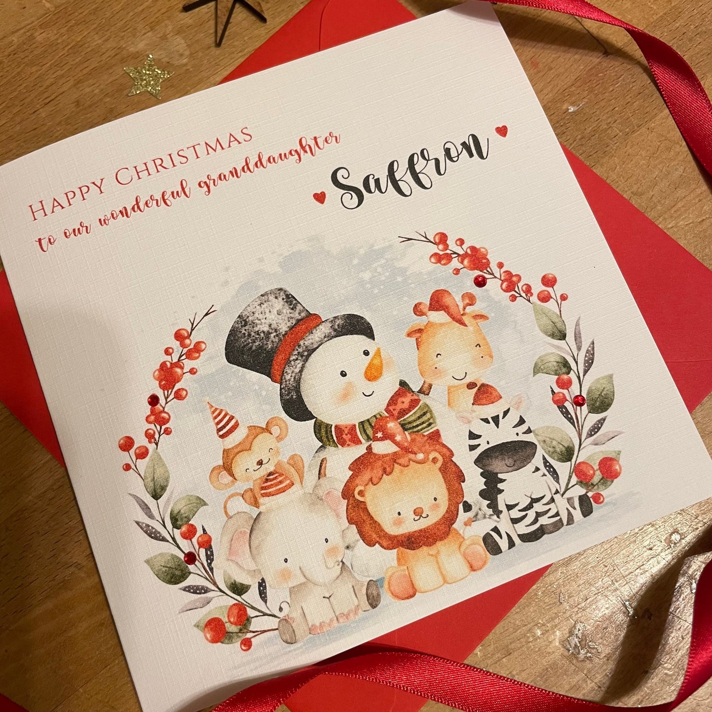 Snowman and Friends Christmas Card - Personalised - Christmas Animals Card